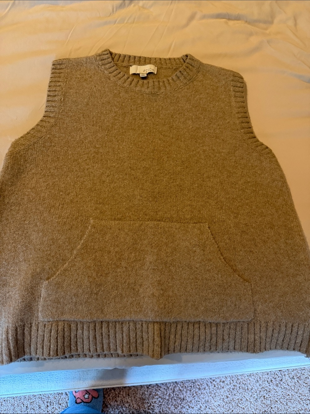 Pinch Taupe Crewneck Knit Sleeveless Sweater Vest